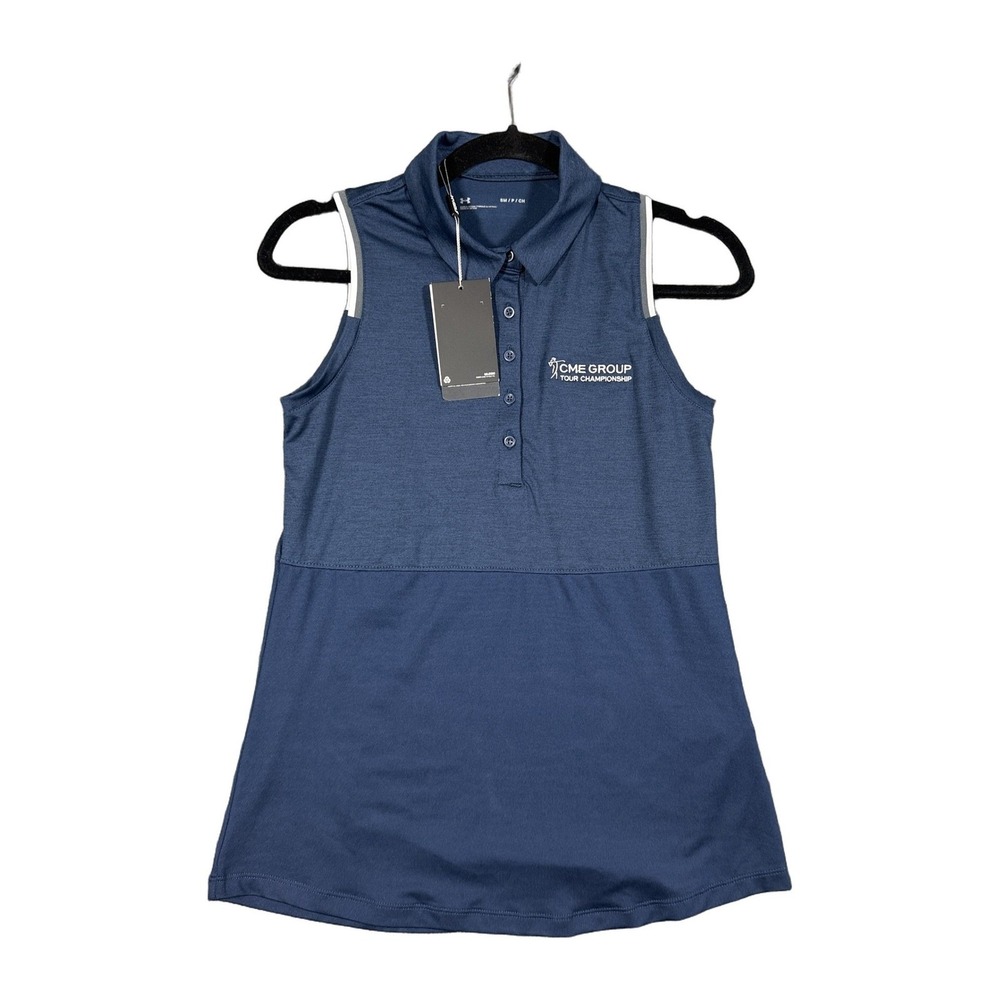 Under Armour Zinger Sleeveless CME Group Tour Championship Golf Polo Navy Size S